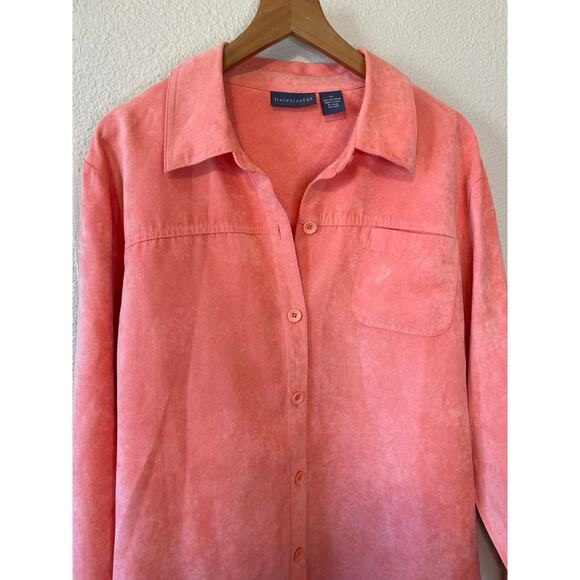 Relativity Faux Suede Button Up Coral/ Pink Chore Jacket Size XL - Picture 11 of 12